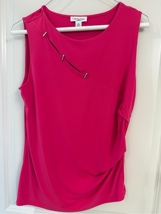 Calvin Klein Tops - Calvin Klein Magenta  Sleeveless Tank Top with Decorative Tabs SZ S